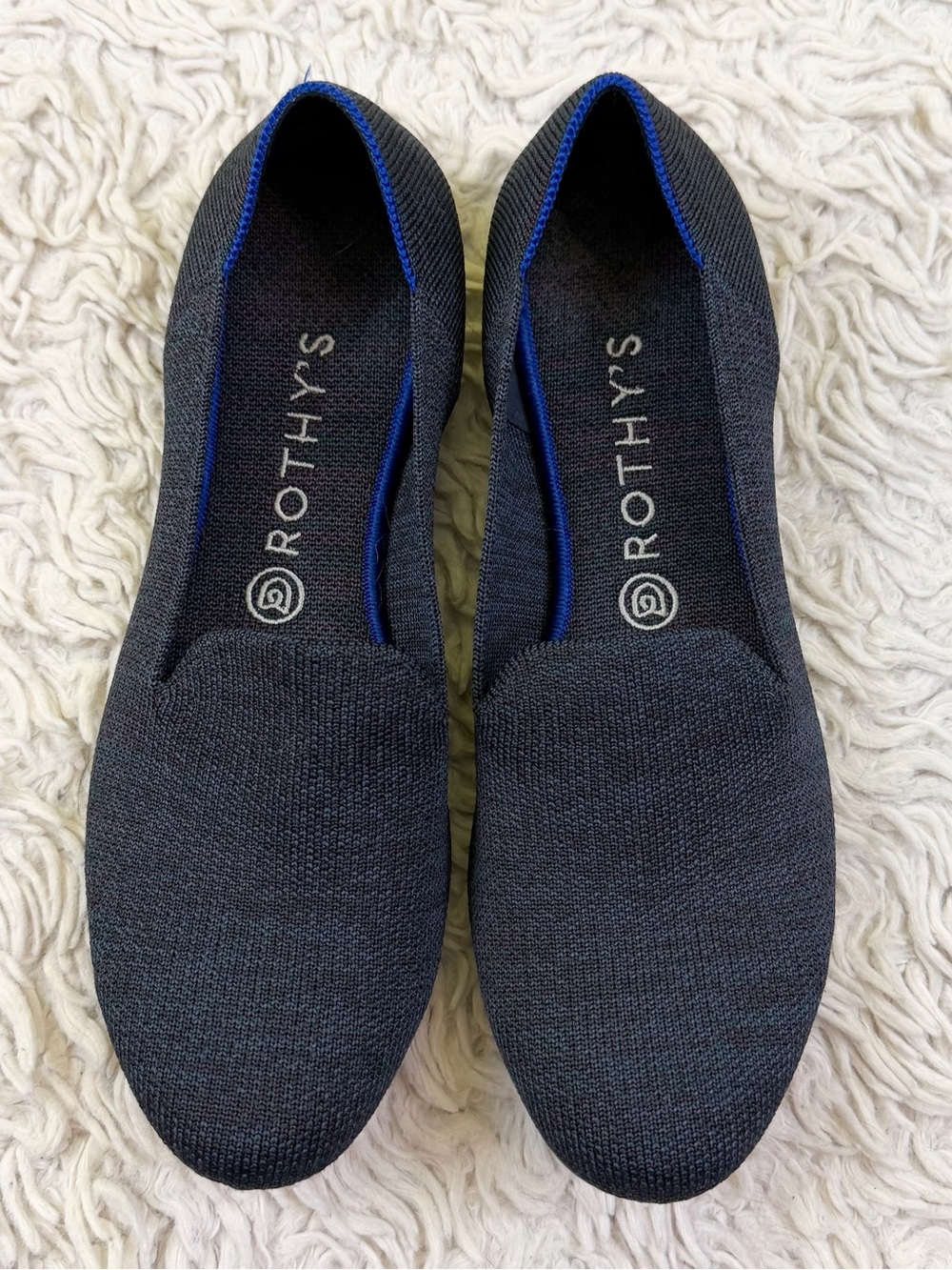 Rothy's The Loafter Navy and Charcoal Heather Slip on Flats